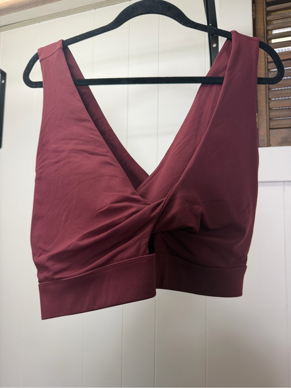Fabletics Twist-Front Bralette in Burgundy